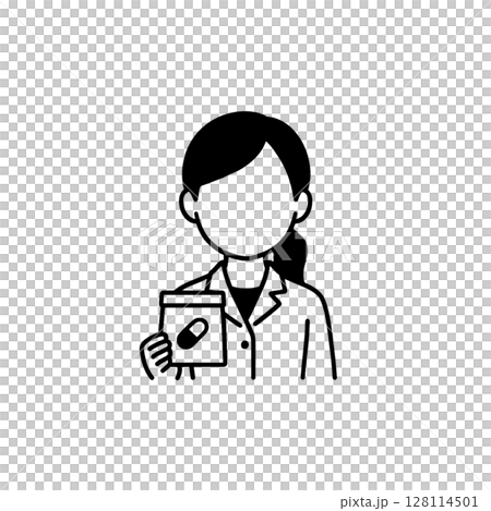 Pharmacist line icon, no expression, illustration, material, document creation, no background Pharmacist line icon, no expression, illustration, material, document creation, no background 128114501