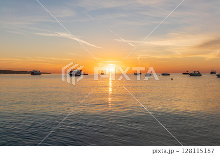 Sunrise over the sea. Panoramic seascape. Sunrise over the sea. Panoramic seascape. 128115187