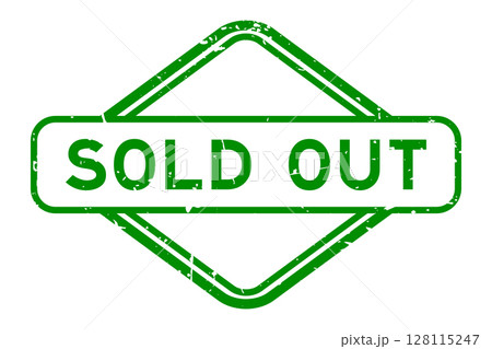 Grunge green sold out word rubber seal stamp on white background 128115247