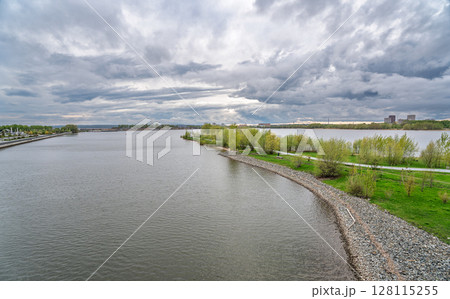 Picturesque panoramic view of the Kazanka River and the city of Kazan Picturesque panoramic view of the Kazanka River and the city of Kazan 128115255