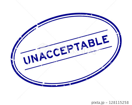Grunge blue unacceptable word oval rubber seal stamp on white background 128115258