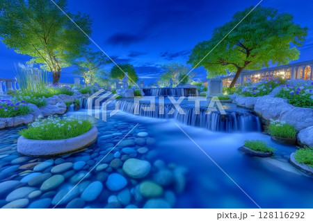 A breathtaking waterfall set amidst a dense rainforest in Caraca natural park, Minas Gerais, Brazil, captured in stunning close-up detail A breathtaking waterfall set amidst a dense rainforest in Caraca natural park, Minas Gerais, Brazil, captured in stunning close-up detail 128116292