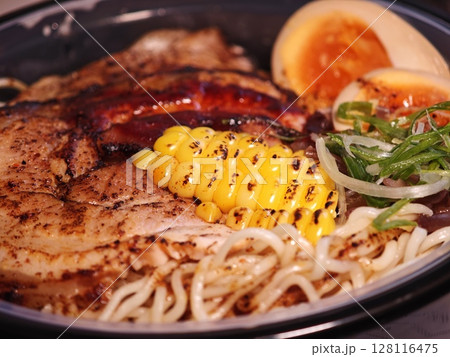 Spicy miso ramen in a bowl. Spicy miso ramen in a bowl. 128116475