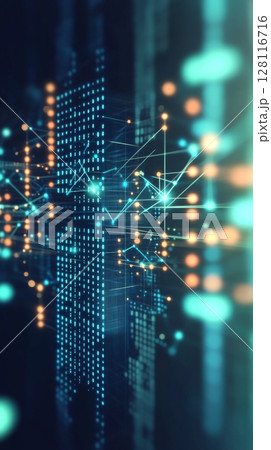 Abstract digital background featuring interconnected dots and lines 128116716