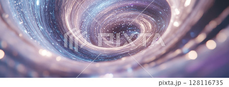 Galactic swirl with purple light and sparkling stars, cosmic background 128116735