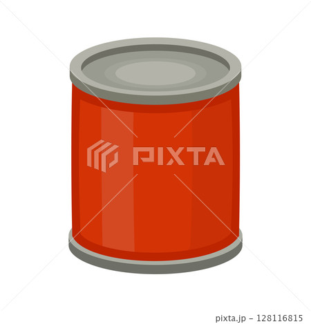 Round metal can for food storage and packaging. 128116815