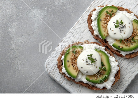 Nutritious sandwiches made with whole grains, avocado, tofu, and microgreens are a great option Nutritious sandwiches made with whole grains, avocado, tofu, and microgreens are a great option 128117006