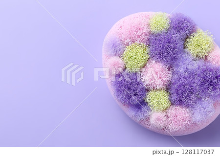 Fresh microgreens of kohlrabi are shown isolated on a white surface 128117037