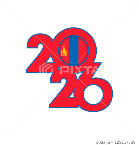 2026 banner with Mongolia flag inside. 2026 banner with Mongolia flag inside. 128117339