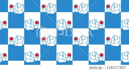 bear seamless pattern polar bear apple fruit vector cartoon doodle japan teddy checked gift wrapping paper tile background repeat wallpaper scarf isolated illustration design bear seamless pattern polar bear apple fruit vector cartoon doodle japan teddy checked gift wrapping paper tile background repeat wallpaper scarf isolated illustration design 128117387