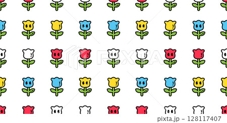 rose flower seamless pattern plant vector leaves garden forest tile background repeat wallpaper gift wrapping paper doodle illustration design scarf isolated 128117407