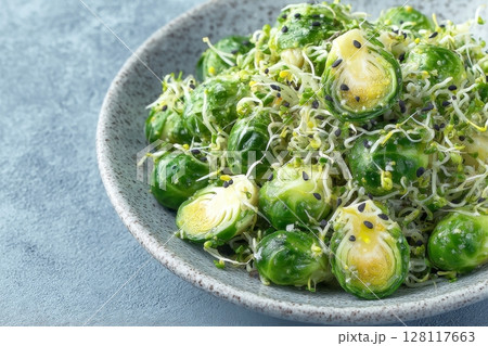 A dish of micro-green salad represents vegetarianism and a healthy diet 128117663