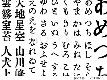 あめつちの詞 手習い　漢字とひらがなの文字背景 128118295