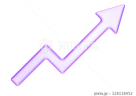 Purple glassmorphism upward arrow chart icon, illustrating business growth, success, or increasing metrics, 3d rendering Purple glassmorphism upward arrow chart icon, illustrating business growth, success, or increasing metrics, 3d rendering 128118452