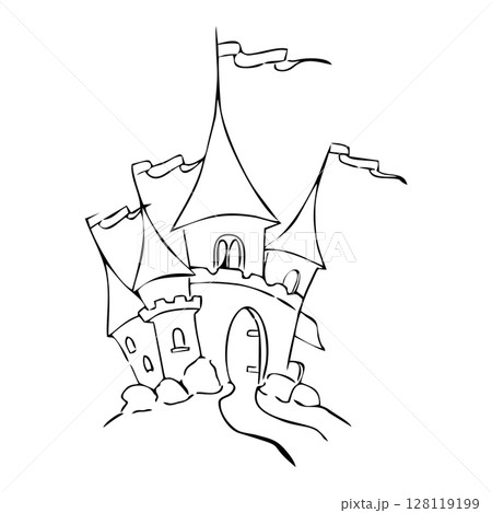 isolated object of castle and castle on white background isolated object of castle and castle on white background 128119199