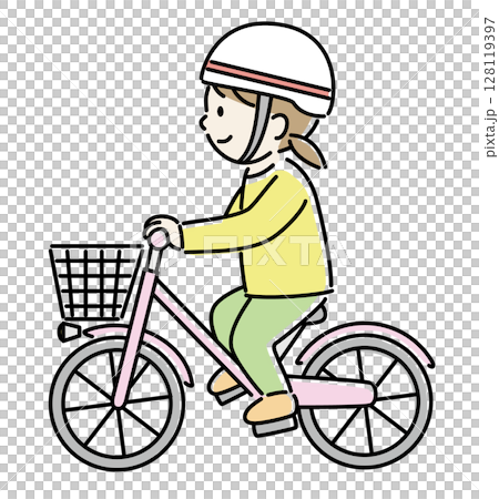 戴著頭盔騎自行車的女孩 2 戴著頭盔騎自行車的女孩 2 128119397