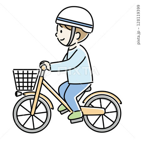 ヘルメットを被って自転車に乗る男の子2 ヘルメットを被って自転車に乗る男の子2 128119399