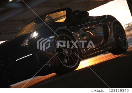 ツヤツヤの黒いオープンカー ツヤツヤの黒いオープンカー 128119549