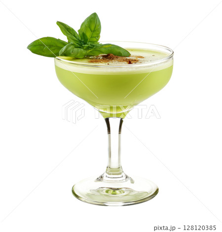 A pale green Grasshopper cocktail 128120385