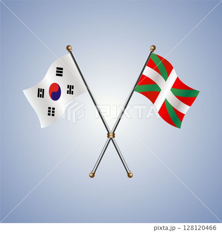 South Korea and Basque lands flag. Vector Illustration South Korea and Basque lands flag. Vector Illustration 128120466