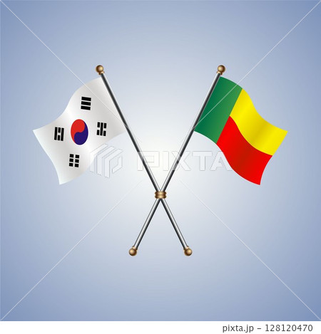 South Korea and Benin flag. Vector Illustration 128120470