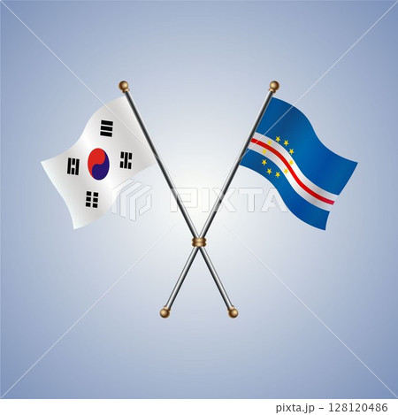 South Korea and Cape Verde flag. Vector Illustration 128120486