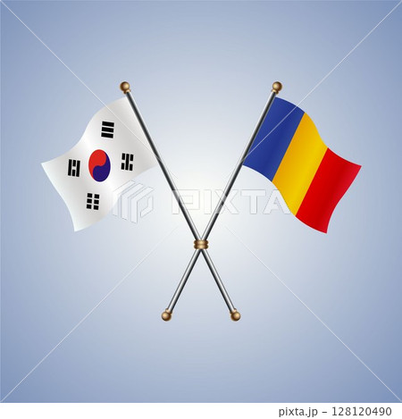 South Korea and Chad flag. Vector Illustration 128120490