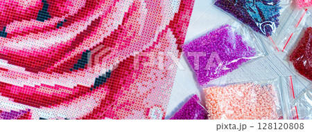 Set for beading. Beads in packages. Threads in the palette Set for beading. Beads in packages. Threads in the palette 128120808