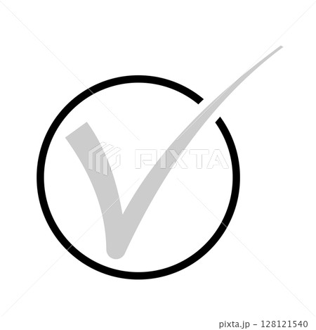 グレーのレ点　チェックマーク　未完了状態 128121540