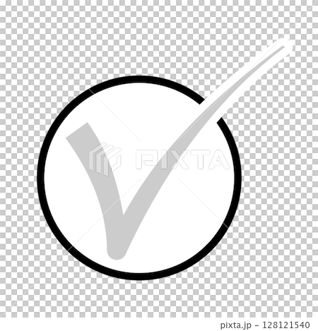 グレーのレ点　チェックマーク　未完了状態 128121540