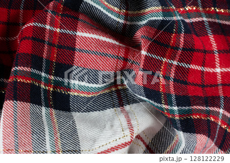 Cotton Polyester Blend Fabric Macro Plaid Pattern. 128122229