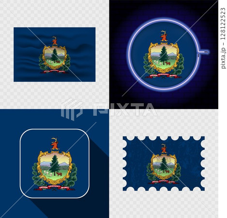 Creative the Vermont Flag Icon Set Collection. 128122523