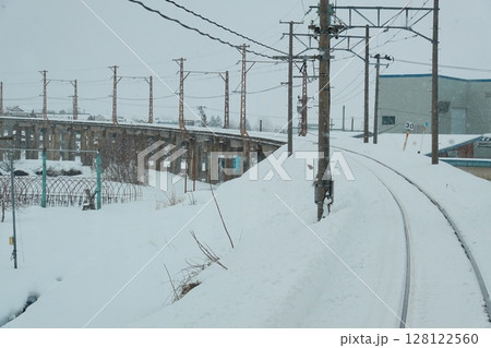 青森県弘前市 弘南鉄道 石川陸橋の風景より 青森県弘前市 弘南鉄道 石川陸橋の風景より 128122560
