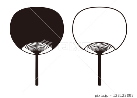 シンプルな白と黒の無地のうちわ 128122895