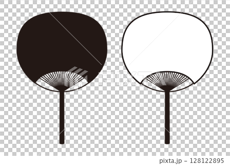 シンプルな白と黒の無地のうちわ 128122895
