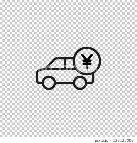 カーローンの線画アイコン、イラスト、素材、資料作り、背景なし 128123009