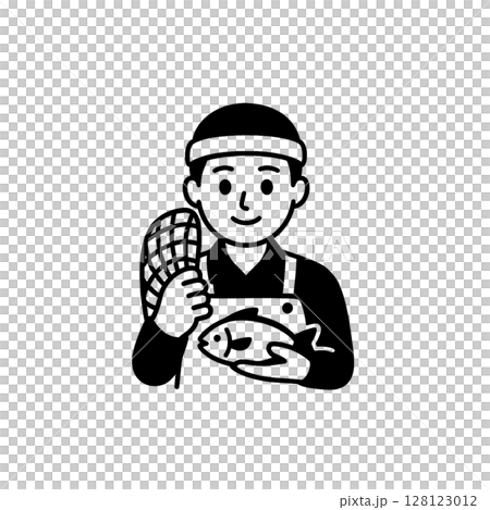 漁師の線画アイコン、イラスト、素材、資料作り、背景なし 128123012