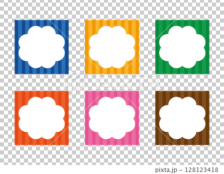 Set of speech bubbles and striped square frames 128123418