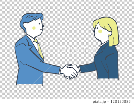 Male and female businessmen shaking hands stock illustration Male and female businessmen shaking hands stock illustration 128123883