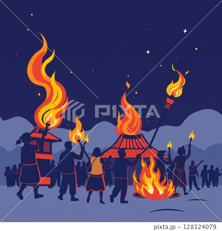 幻想的火祭り 128124079