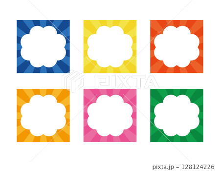 もくもくふきだしと集中線の正方形フレームセット 128124226