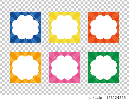 Square frame set with smokey speech bubbles and concentrated lines Square frame set with smokey speech bubbles and concentrated lines 128124226