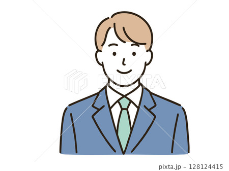 スーツ姿で微笑む若い男性 128124415