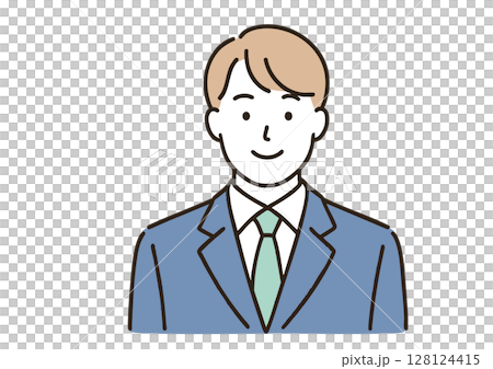 スーツ姿で微笑む若い男性 128124415