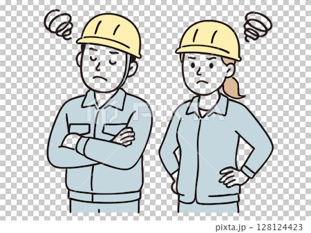 Angry workers men and women 128124423