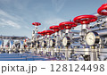 Oil and gas industrial pipelines of refinery plant or petrochemical industry. 3d illustration 128124498
