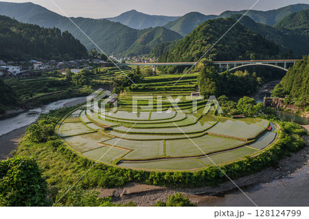 棚田のある風景　あらぎ島　和歌山県有田川町 128124799