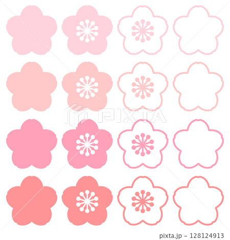 シンプルな桜と梅のセット 128124913