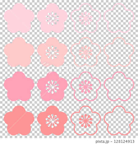 シンプルな桜と梅のセット 128124913