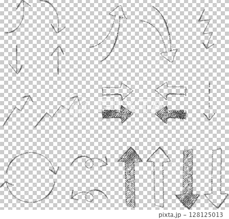 簡單塗鴉鉛筆線箭頭的向量插圖集 簡單塗鴉鉛筆線箭頭的向量插圖集 128125013
